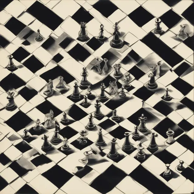 A historical chessboard depicts the Glass-Steagall Act as a crucial piece, safeguarding banking activities until its eventual removal, highlighting regulatory evolution.