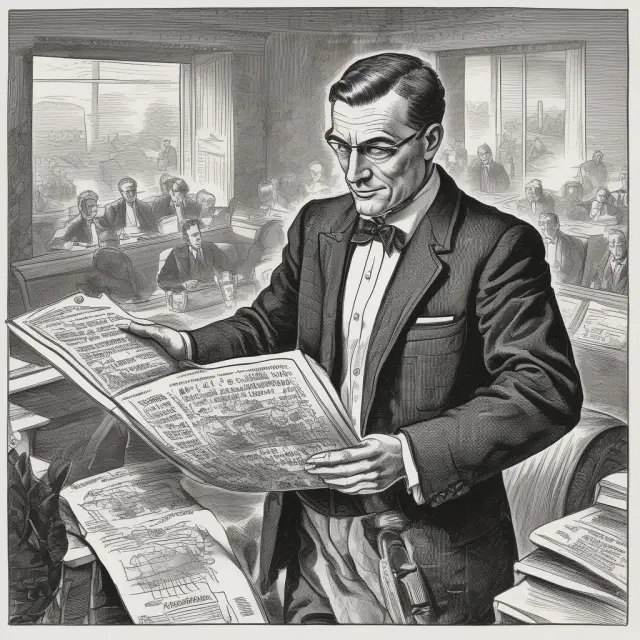 An investment banker crafting a historical tapestry, illustrating IPOs and M&As.