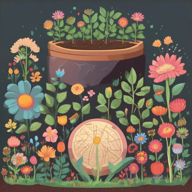 An image depicting a garden with various seeds growing into mutual fund blossoms under the care of a professional gardener, representing diversified growth in investments