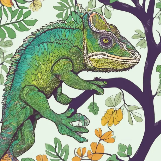 A chameleon holding both a stock and mutual fund, symbolizing ETF