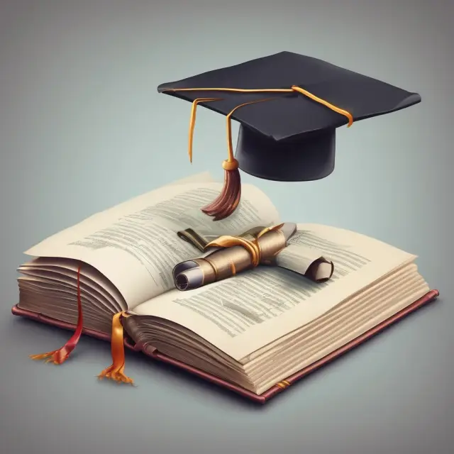Wisdom-filled academic cap resting on a financial book, representing the importance of education in investment management.