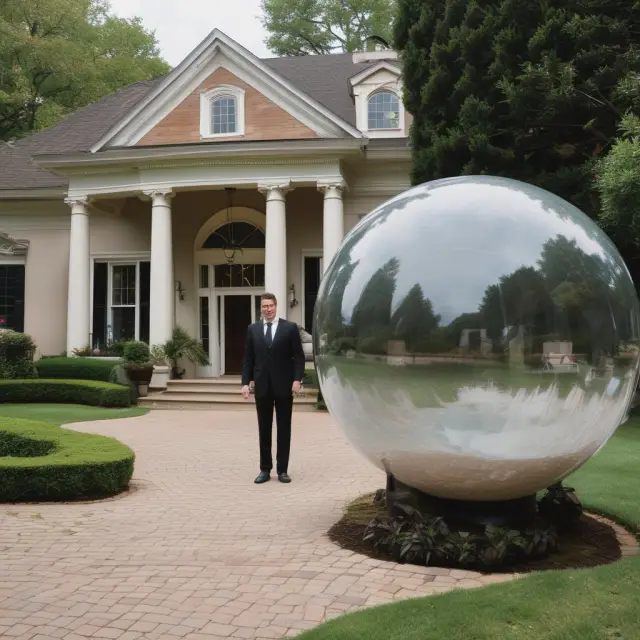 An investor overseeing their profitable rental properties with the help of a crystal ball, symbolizing effective management and financial planning.
