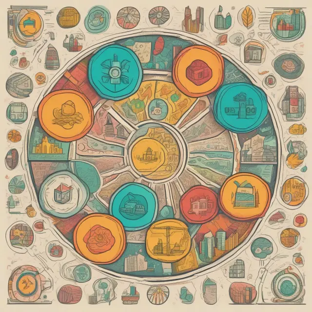 Colorful image of a kaleidoscope reflecting various investment types: stocks, bonds, real estate, index funds, mutual funds, commodities, and cryptocurrencies.