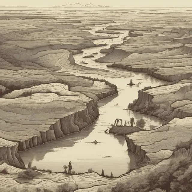 Two diverging landscapes representing long and short investment horizons, with the longer horizon featuring mountainous risky terrain and the shorter one displaying flat, calmer ground