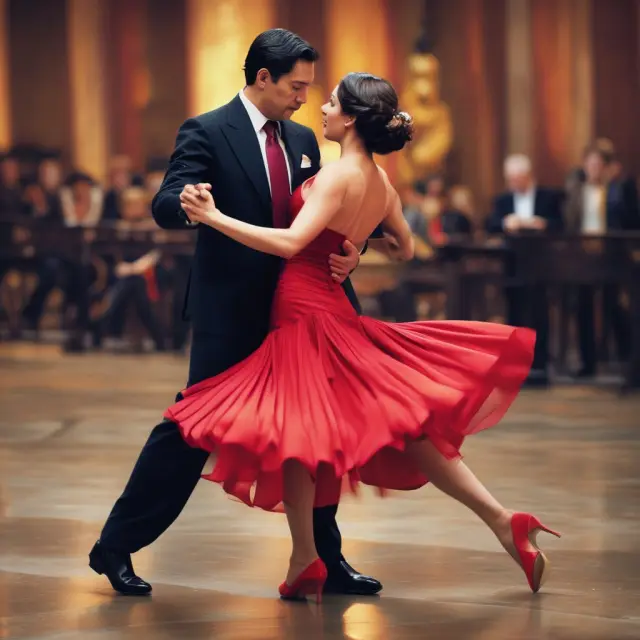 A long-term investor (female) and short-term investor (male) engaging in a passionate tango, symbolizing the dance between time, risk, and investment horizons.
