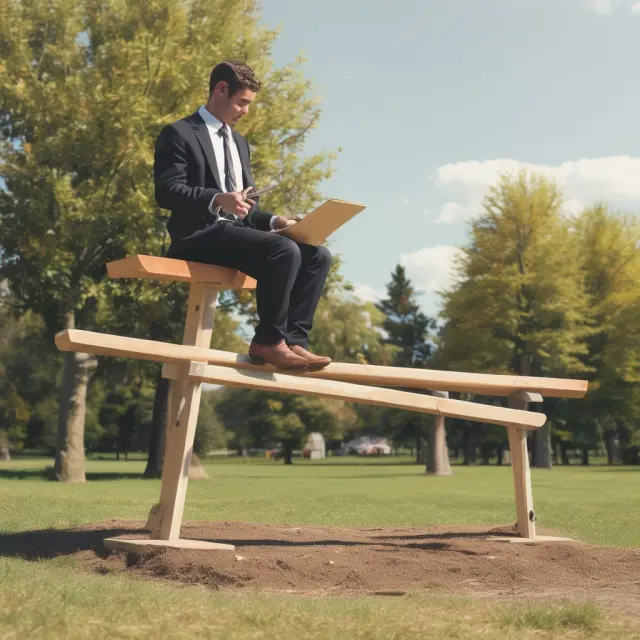 An investment adviser balancing registration with both state and federal authorities. Seesaw represents the delicate balance.