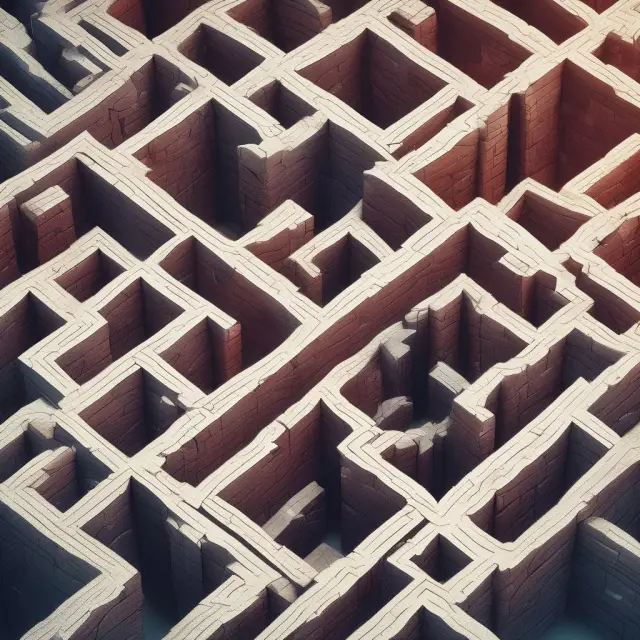 An intricate maze symbolizes the investment banking world, with distinct Chinese walls separating the advisory and trading divisions.