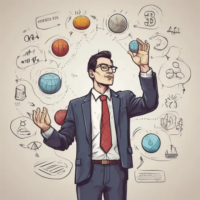 Image of an analyst juggling number-crunching equations and communication balls, representing the essential skills for success in investment banking.