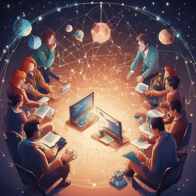 Members connecting online, sharing insights and forming a collaborative network within an informal investment club