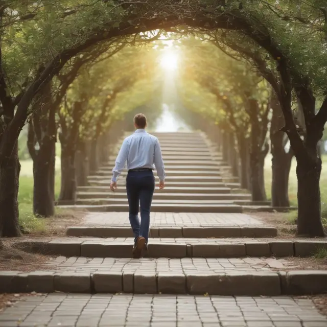 Investor traversing a bridge, passing through milestones like diplomas, licenses, and professional certifications