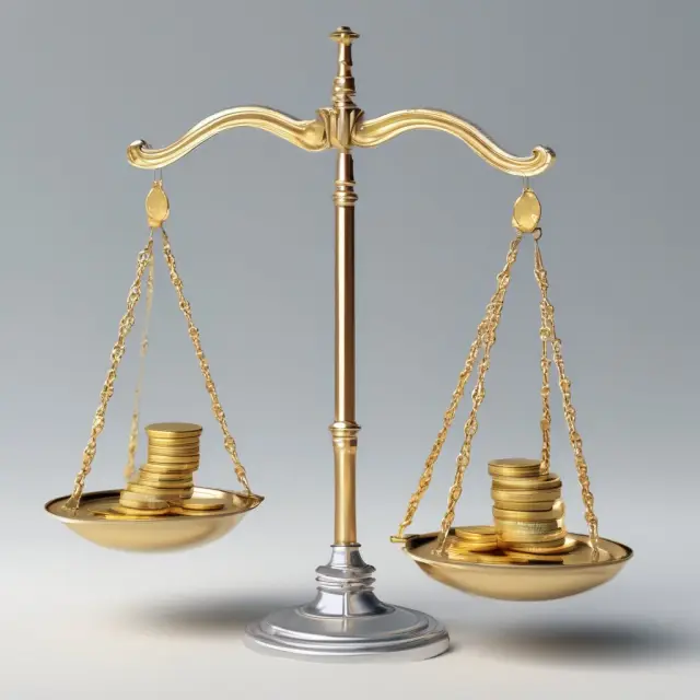 Gold coins for gains and silver coins for losses on two scales symbolizing balanced investment income