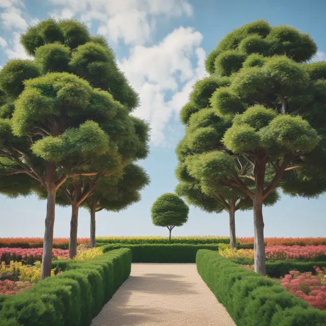Three trees symbolizing savings account, dividends, and capital gains investment income, blossoming with gold coins and bills in a garden setting.