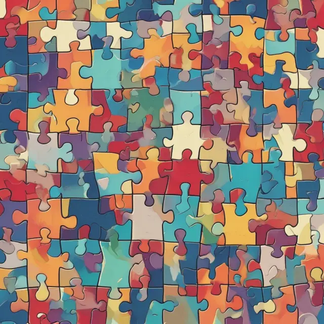 Puzzle pieces representing age, goals, lifestyle, capital, and personal circumstances forming a financial mosaic. Each piece influences the overall design of the image.