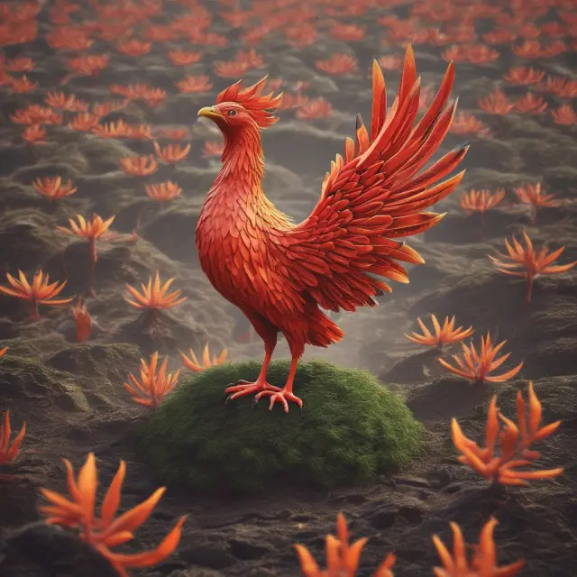 Phoenix emerging from a bed of young saplings, illustrating the potential for growth through investment in younger companies