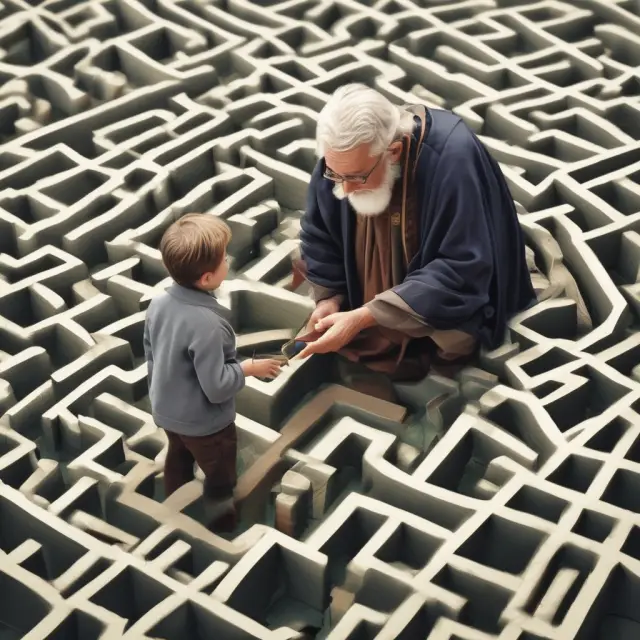 Wise Elder guiding Young Investor through various Investment Strategies: Conservative, Aggressive, Value & Growth