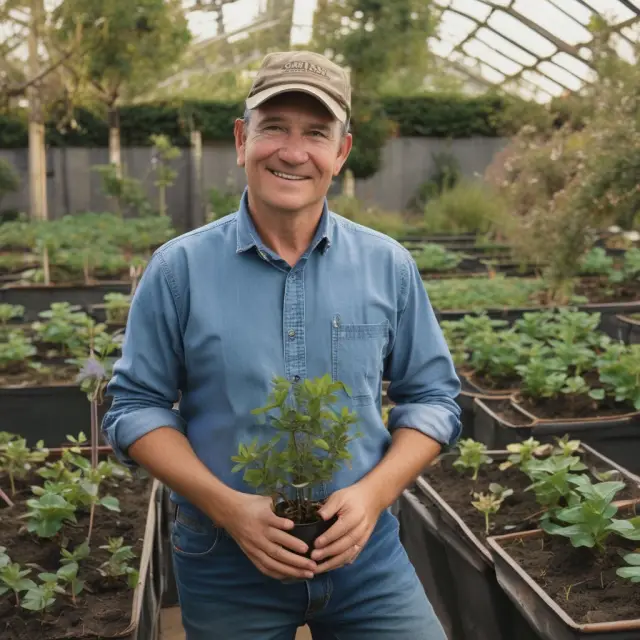 An image of a VC gardener tending to a garden filled with budding tech startup plants