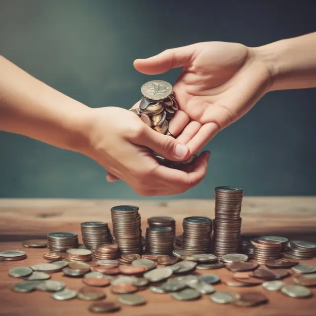 An image of a peer-to-peer lender dispensing coins into a borrower
