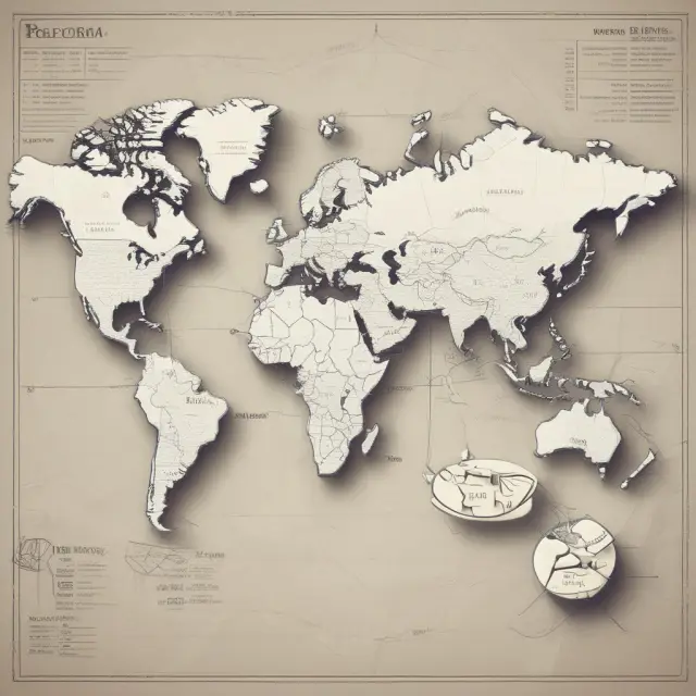 A pro forma invoice as a map connecting countries, depicting international trade transactions