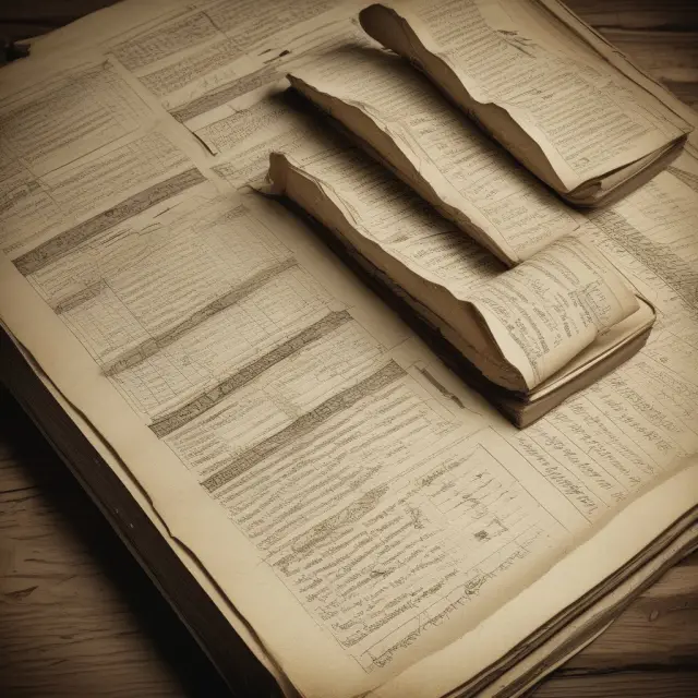 Visualization of an old book revealing a waterfall of invoices transitioning from paper to digital