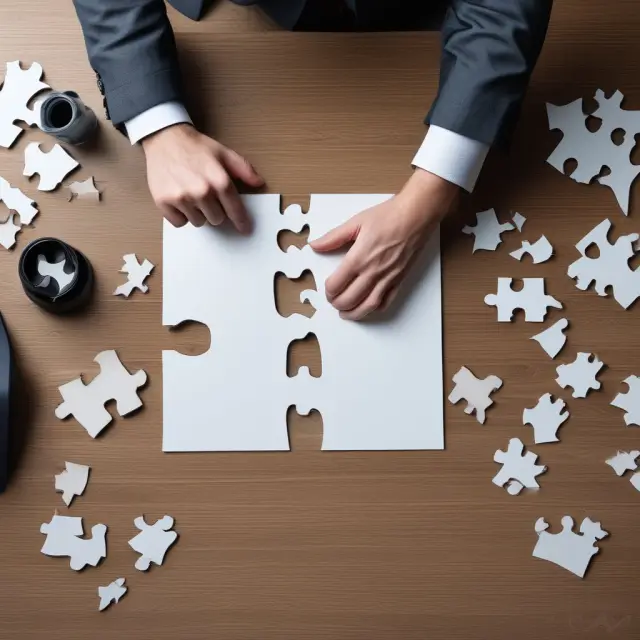 A CEO holding an IOI contract and piecing together a jigsaw puzzle of Kintera