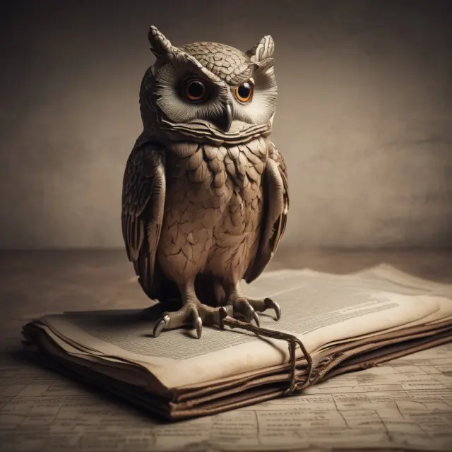 An ancient owl on financial documents signifies understanding of natural indications of interest in finance