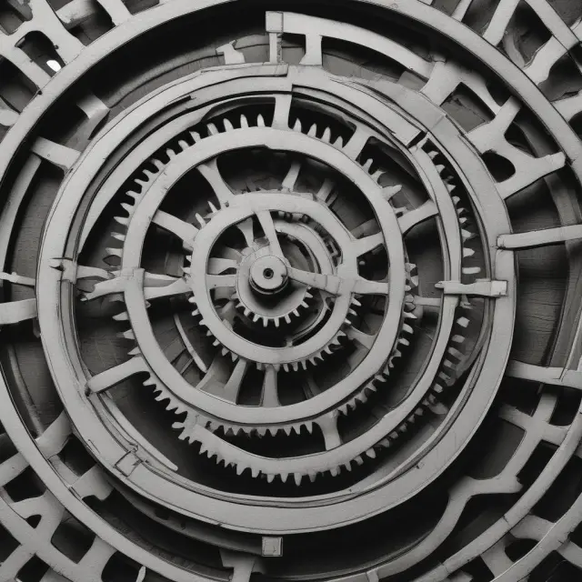 A metaphorical representation of IPI gears interacting with seasonal elements for accurate trend analysis