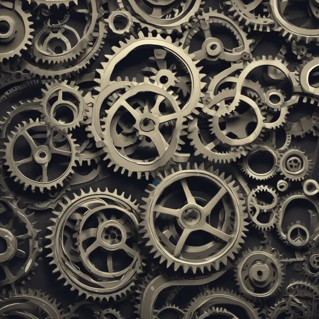 Gear-driven chart showing historical trends of the Industrial Production Index, symbolizing economic cycles