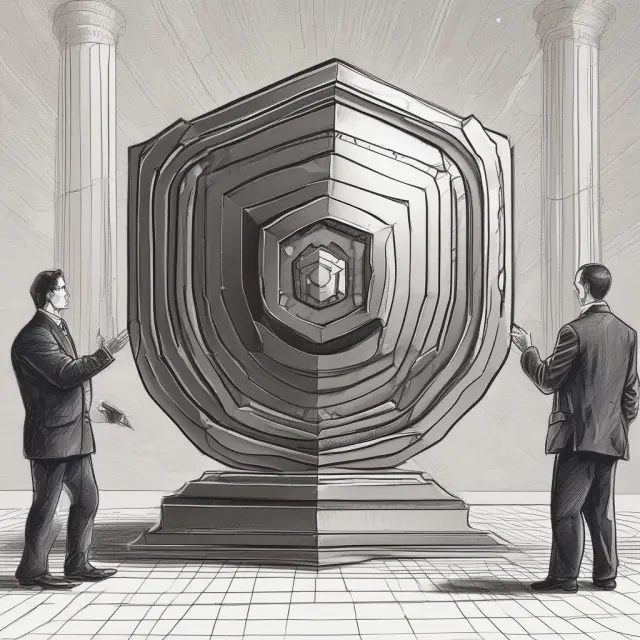Underwriter depicted as a protective shield, balancing interests, setting fair IPO prices, and managing risks for companies