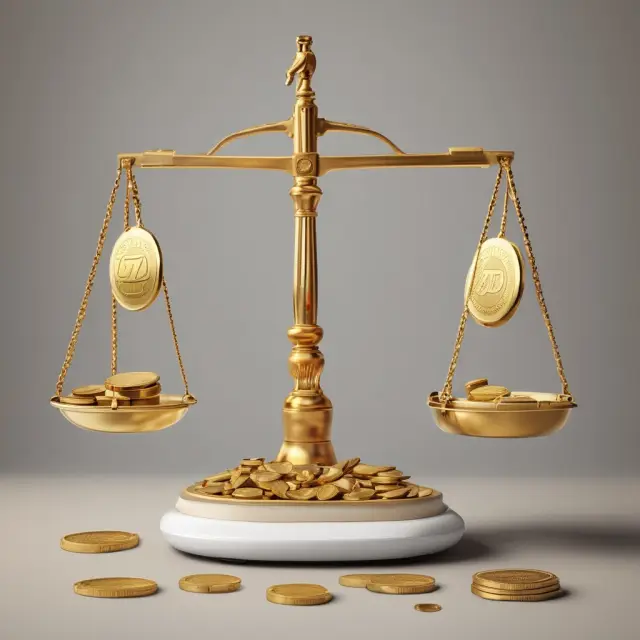 Golden scales display the balance between Iranian rial (IRR) and US dollar exchange rates.
