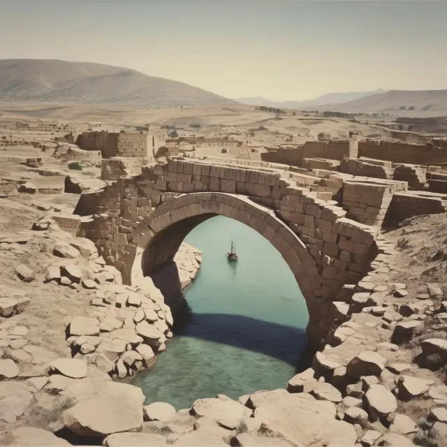 An image of an old bridge made of gold coins representing the Iranian Rial and Toman currencies.
