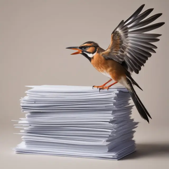 A bird sitting on top of Form 4868 documents with spread wings, representing a successful tax extension application.