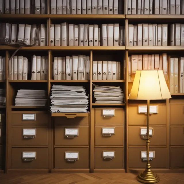 A well-lit filing cabinet displaying organized expense records and documents, emphasizing accurate tax preparation and IRS audit readiness.