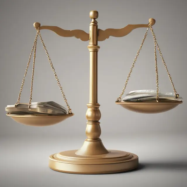 A balanced scale holding a pile of taxable income items (cash, checks) on one side and nontaxable income items (scholarships, municipal bonds) on the other. The IRS logo appears below.