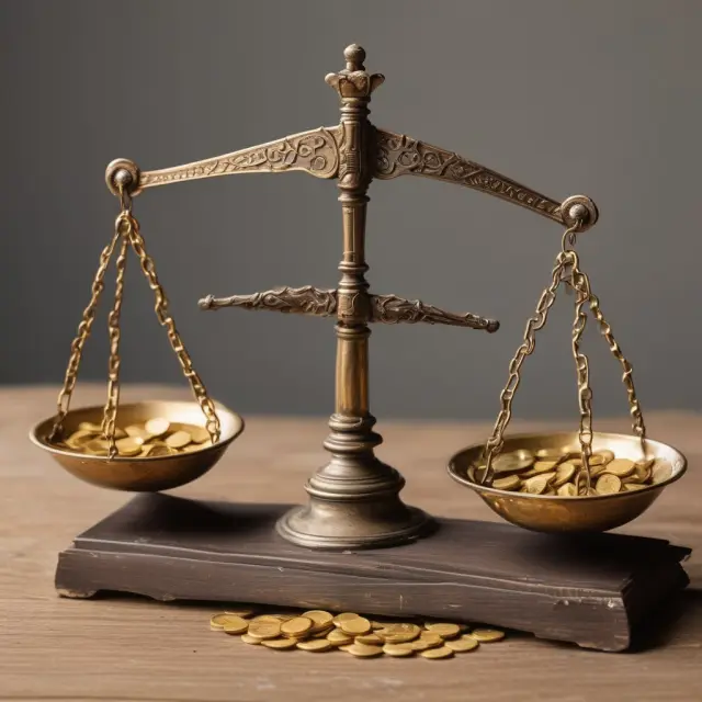 Gold coins represent rental income, while rent checks symbolize expenses, illustrating the equilibrium in taxable year reporting for a residential landlord.