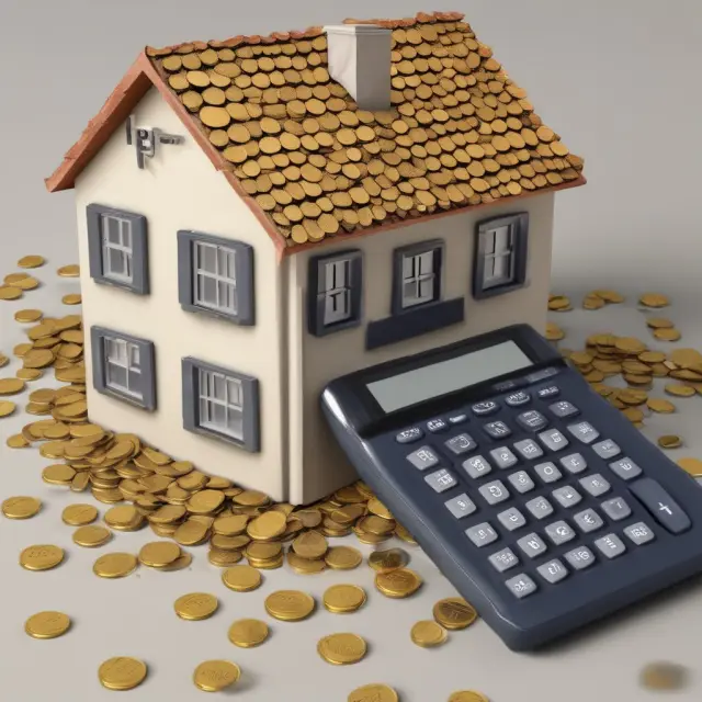 A worn-down rental property converting into golden coins, symbolizing depreciation and tax deductions for residential rentals.