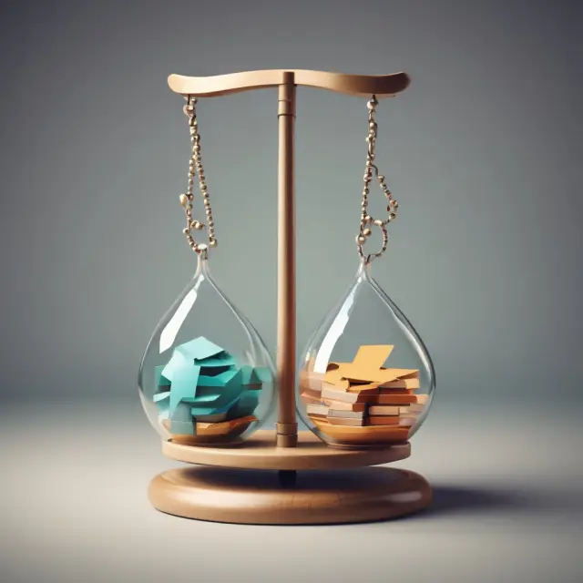An hourglass with rental income on one side and tax losses on the other, demonstrating the balance between profits and losses in rental properties