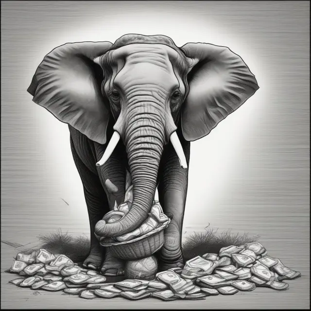 An elephant carries a basket, symbolizing the IRS Publication 535 guidebook for business tax filers. The elephant represents an understanding of ordinary and necessary expenses in various industries.