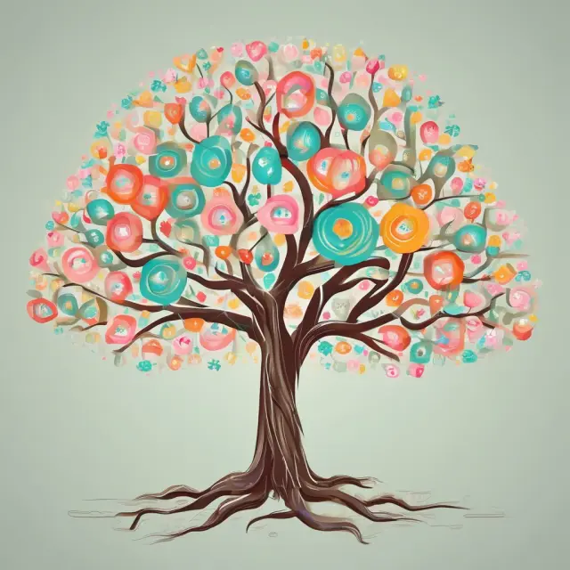 An IRA tree laden with taxable and nontaxable branches represents various distribution scenarios, fostering retirement income and tax planning