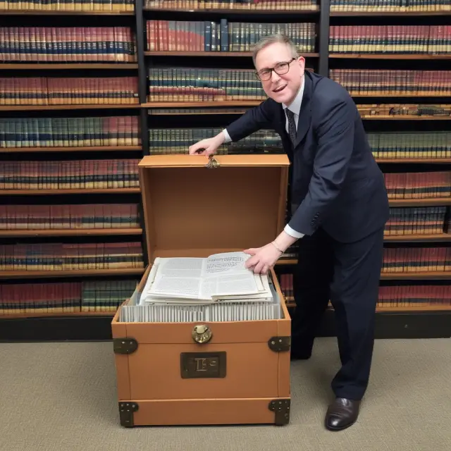 Librarian revealing IRS Publication 15 (Treasure Chest) to employers - Knowledge, guidance for tax responsibilities