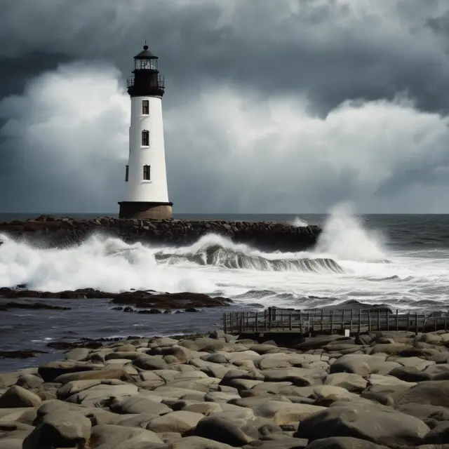 Lighthouse symbolizes IRS Publication 590-B, helping taxpayers through stormy financial waters with disaster relief provisions.
