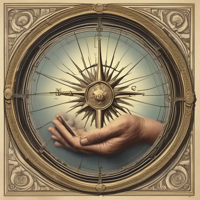 A senior person holding a golden compass that points to an open IRS Publication 590-B