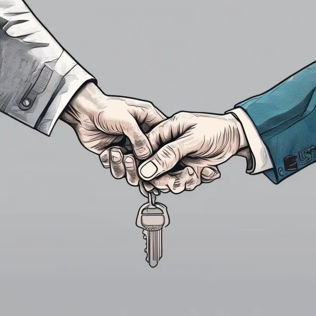 Two parties securely exchange keys symbolizing collateral in a Credit Support Annex (CSA), ensuring protection against counterparty credit risks.