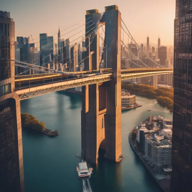 An intricate bridge made of ISDA Master Agreements, linking various financial institutions in the derivatives market
