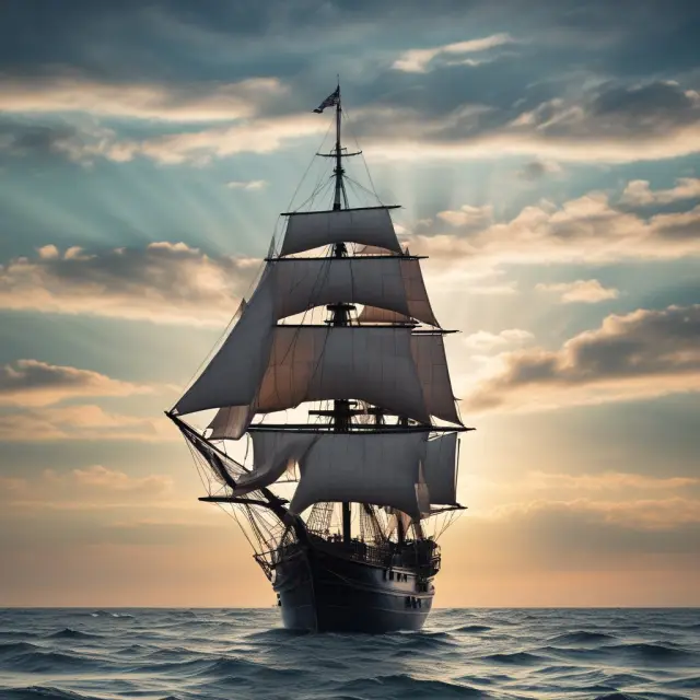 An investor sailing on a vast sea, using an iShares ETF compass to navigate different investment platforms and opportunities
