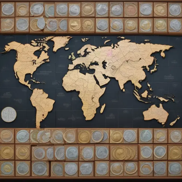 A collage of ISO currency codes scattered on a world map, symbolizing their role in international trade and forex trading