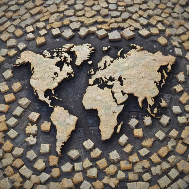 ISO currency codes interconnected, representing various currencies as puzzle pieces that form the global finance network
