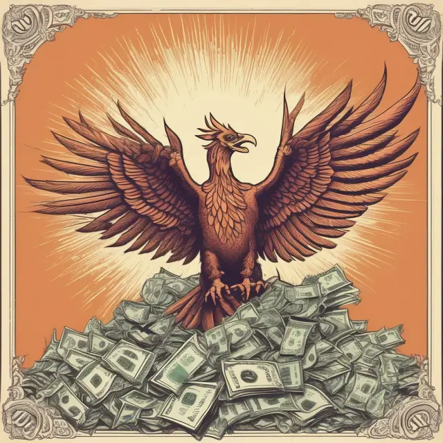 An image of the Phoenix bird emerging from a stack of issued stock certificates, signifying the birth of a public corporation through an Initial Public Offering (IPO).