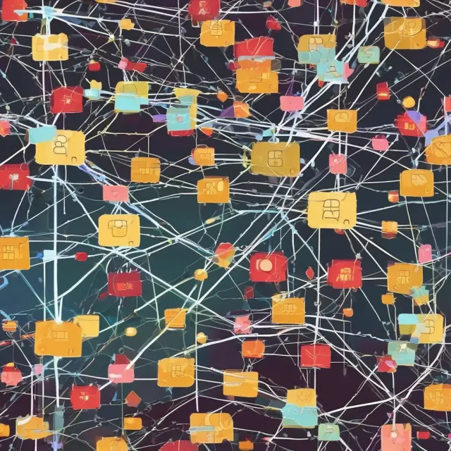 A vibrant image displaying various IINs connecting with their respective payment cards to illustrate the process of network identification