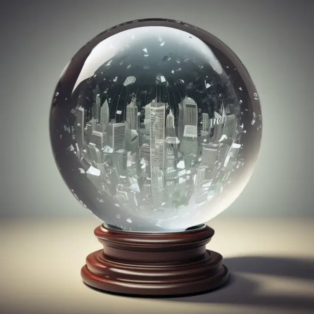 A crystal ball radiating light on various sectors where IINs are utilized in finance: fraud detection, data analysis, customer experience, underwriting