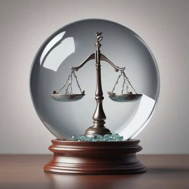 A crystal ball filled with various credit ratings, depicting the future success of an issuer during their Initial Public Offering (IPO)